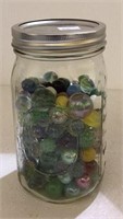 Canning quart size jar filled with assorted