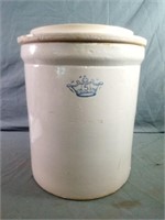 Vintage Stoneware Crock #5 with Lid #6 Measures