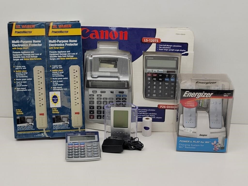 Electronic Power Strips, Calculators (some New)