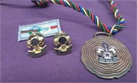 Pair Boy Scouts Pins and Chain
