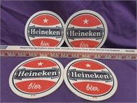 4 Heineken cardboard beer coasters