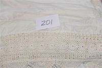 Queen Sized Bed Skirt - Off White Has crocheted