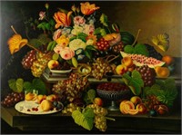 After Roesen '...Fruits and Flowers' O/C Painting