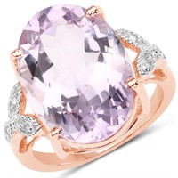 Plated 18KT Rose Gold 10.41ct Pink Amethyst and Wh