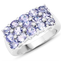 Plated Rhodium 2.55ctw Tanzanite Ring