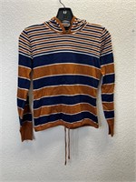 Vintage Femme Striped Hooded Top Shirt