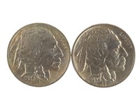 2 Buffalo Nickels; 1934 and 1934-D, Both BU