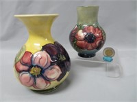 Two Moorcroft Pottery vases, 6 in & 4 in high