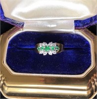 18K gold diamond & emerald ring