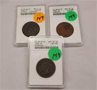 3 Large Cents ANACS VF/XF Details-Cleaned