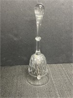 Crystal bell with diamond pattern, approx 8 1/2in