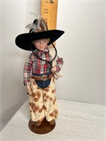 Porcelain Doll Little Boy Cowboy w Chaps 10"