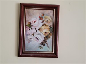 Oil Rose Painting Signed