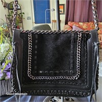 Zara Black Suede Leather Shoulder Bag