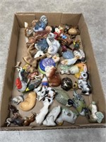 Assortment of animal figurines, most are ceramic