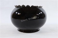 Vintage Black Glass Lamp Shade w Crown Ring