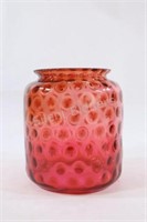 Large Ruby Red Blown Glass “Coin Spot” Lamp Cover