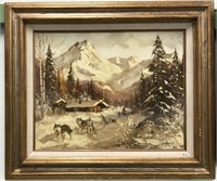 23 1/2" x 28" cloth matted and antique framed orig