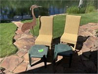 2x Chairs & Stools W/ Yard Art