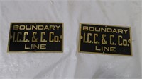 2 Antique Brass Signs(ICC & Co)