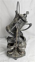 Ornate Silverplate Sugar/ Creamer Caddy & Coffee