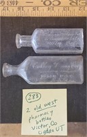 2 OLD WEST pharmacy druggist bottles amethyst