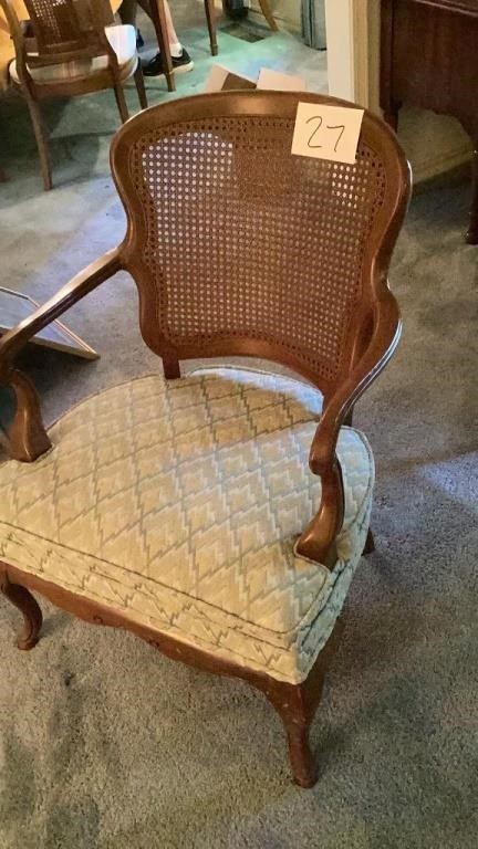 Vantage carved open end armchair with Cane