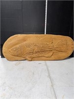 Hand carved fish wall decor. Possibly balsa wood