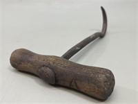 Antique Hay Bale Hook, Wood Handle