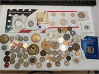OF)  Lot of assorted coins and tokens