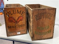 Pair Wooden Boxes Inc. Neptune & Plume