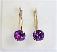 14kt Yellow Gold Amethyst Earrings