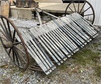 Very rare wooden hay tedder with Cast  Iron Seat