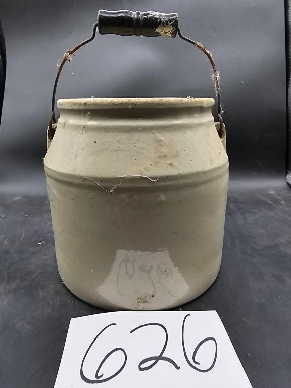 Stoneware Lidded Crock with Handle  see des