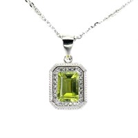 Natural  Octagon Peridot Necklace