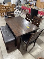 60x40x30 Table w/ 4 Matching Chairs&Bench 46x18x18