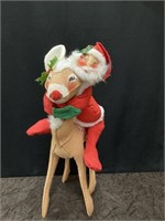 Vintage Felt Santa on Reindeer Annalee Mobilitee