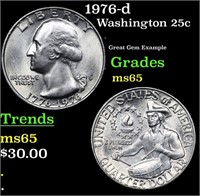 1976-d Washington Quarter 25c Grades GEM Unc