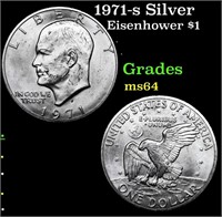 1971-s Silver Eisenhower Dollar $1 Grades Choice U