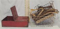 Vintage Metal Storage Box, (2) Wire Baskets
