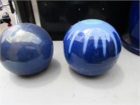 (2)Large blue glaze pottery gazing balls.