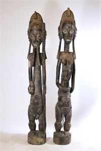 Pair of Baule Guardian Statues. 6 Feet Tall