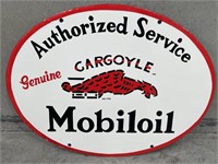 MOBILOIL GARGOYLE Authorized Service Enamel Sign