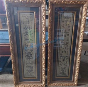 Two framed floral prints