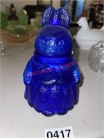 Vintage Cobalt Blue Bunny Rabbit Jar (living