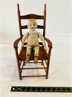 vintage porcelain doll w/ chair