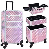 FRENESSA 3 in 1 Rolling Makeup Train Case Portable