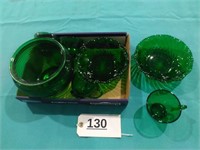 7-Pcs. Forest Green Glassware