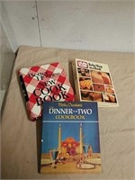 Two vintage Betty Crocker cookbooks and vintage