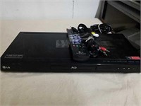 LG Blu-ray disc player with remote and cords